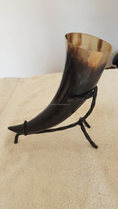 Viking <b>Drinking</b> Horn with Polished Iron <b>Stand</b> Handmade Love Style Portable Souvenir From India-CRAFTS GALORE - Product Image 5
