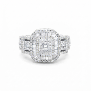 Bague de championnat pour homme, de luxe, plaquée or rose, avec moissanite taille baguette, géométrique, personnalisée, style hip-hop, pour fiançailles, mariage et soirée - Product Image 1