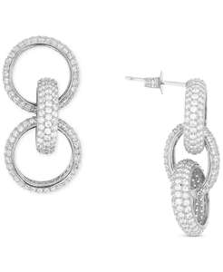 Orecchini a cerchio triplo zircone cubico in argento Sterling o oro 14k su argento Sterling | Macy's - Product Image 1