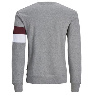 Men's Gray Crew Neck Sweatshirt Regular Fit Solid Color Knitted Pullover Autumn Casual Wear - Product Image 6