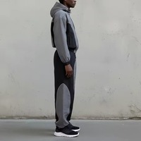 Ensemble de survêtement deux pièces pour homme, vêtements de sport, haut athlétique à manches longues avec fermeture éclair intégrale, pantalon assorti, confortable pour l'entraînement et la course