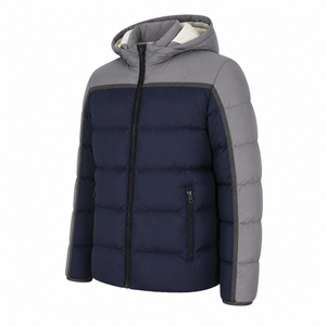 Men's Eco-friendly Thick Puffer <b>Jacket</b> Front Solid Windproof Zipper Closure Casual <b>Winter</b> Wear Regular Fit Polyester Wadding - Product Image 4