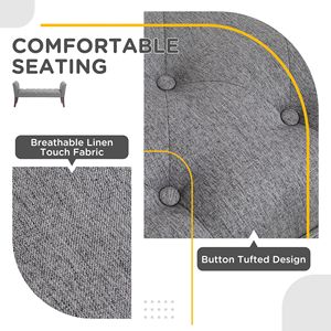 Panca da Ingresso/Camera da Letto Grigio Scuro Imbottita con Design Trapuntato a Bottoni, Braccioli in Legno Massello e Gambe in Ferro, Panca per Fondo Letto - Product Image 5
