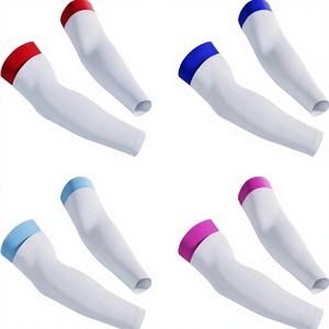 Mangas de compresión blancas con logo personalizado y bandas de colores, protección UV, cubre codos deportivos para baloncesto y ciclismo - Product Image 1