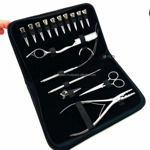 Kit de Herramientas Profesional de Acero Inoxidable de Grado Superior con Acabado Espejo Plateado para Extensiones de Cabello Micro-Link, Impermeables, con Alicates y Cuchilla de Afeitar - Product Image 1