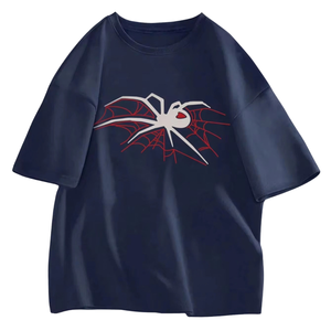 เสื้อยืดโอเวอร์ไซส์ลายแมงมุม คอกลม แขนสั้น ทรงแร็กแลน พิมพ์ลาย สตรีทแวร์ ลำลอง ระบายอากาศ แห้งเร็ว เสื้อเจอร์ซีย์ผู้ชาย - Product Image 1