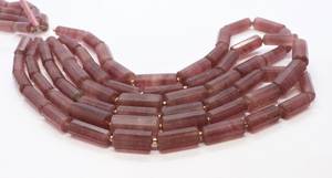 Natural Pink Strawberry <b>Quartz</b> Faceted Pipe Shape Beads 6x20 MM Strawberry <b>Quartz</b> <b>Tube</b> Shape Gemstone Beads Pink Strawberry - Product Image 5