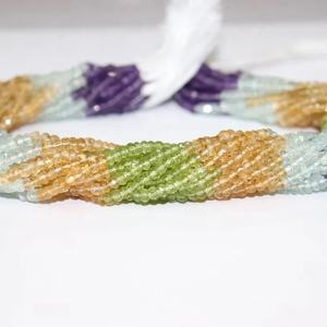 Cuentas de Rondelle facetadas de múltiples piedras preciosas, cuentas de citrino de 4 mm y 14 pulgadas, aguamarina para fabricación de joyas - Product Image 1