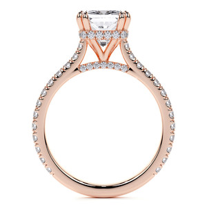 Bague de fiançailles en or massif 18 carats avec diamant de laboratoire, taille radiant, design halo, certifiée IGI, pour femmes et jeunes filles - Product Image 3