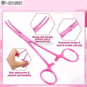 Pinzas Hemostáticas Kelly Premium con Mordazas Semiserradas, Fuente de Alimentación Manual, Instrumento Quirúrgico Manual de Acero Inoxidable Rosa - Product Image 2