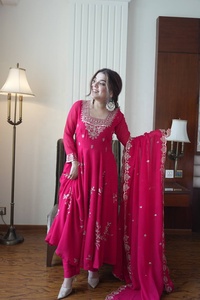 Traje Salwar Tradicional de Algodón Bordado para Mujer, Estilo Indio-Pakistaní, Corte Holgado, Largo hasta el Tobillo, Ropa Casual - Product Image 3