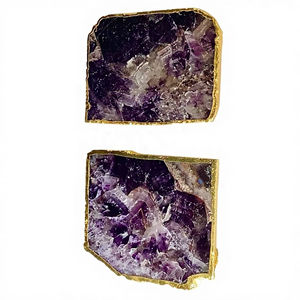 Vente en gros de sous-verres en quartz agate de haute qualité avec bordure dorée Tasse de table de guérison en améthyste polie pour la décoration intérieure en pierres précieuses - Product Image 1