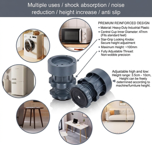 Base de machine à laver réglable en plastique, avec patins réglables, support fixe à roulettes, surélevée, antidérapante et antichoc - Product Image 2