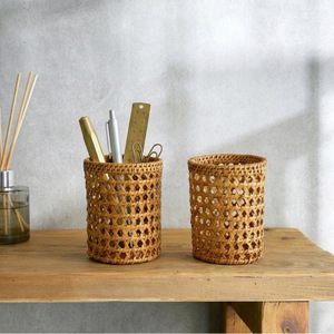 Porte-crayons en rotin pour l'école, la maison, le bureau, panier à stylos écologique, organiseur de fournitures scolaires - Product Image 2