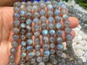 Perles de Labradorite Naturelle AAA, Rondes et Lisses, Pierres Précieuses en Cristal, 4mm 6mm 8mm 10mm 12mm, pour la Fabrication de Bijoux, Perles en Pierre Libres - Product Image 1