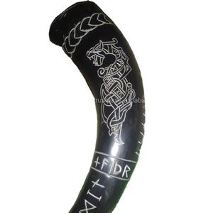 Taza de cuerno vikingo de estilo Animal hecha a mano de lujo artesanías naturales talladas cuerno para beber religioso al por mayor India fábrica mejor precio - Product Image 1