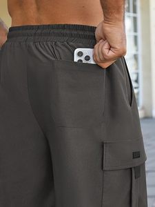 Men's Casual Oxford Solid Spandex/Nylon Stretch Breathable Anti-Wrinkle Anti-UV <b>Quick</b>-<b>Dry</b> Drawstring Closure Cargo <b>Shorts</b> - Product Image 5