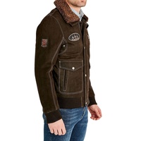 Nouvelle veste bombardier en peau de mouton marron pour hommes entièrement personnalisée avec 100% fermetures avant en peau de mouton d'origine fermeture à glissière d'hiver imperméable