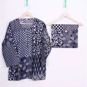 Ensemble de pyjama pour femmes en coton 100% écologique, élégant et modeste, col floral, de haute qualité, confortable, doux, pantalon et chemise à motif uni - Product Image 3