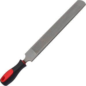 Râpe à sabots double face, lime de fermeur de 12 pouces avec poignée ergonomique en caoutchouc, lime à fer à cheval en acier au carbone pour le soin des sabots de chevaux et de chèvres - Product Image 1