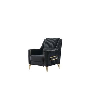 Sedia Melody Rivestita in Velluto Nero, Design Moderno e Contemporaneo con Legno e Ferro per Soggiorno - Product Image 1