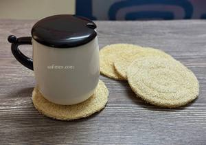 Tapis de théière luffa rond/dessous de verre 2 couches isolation thermique accessoires de café service à thé de haute qualité personnaliser la taille Made in Vietnam - Product Image 6