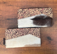 Nouveau Design Offre Spéciale Western véritable portefeuille en cuir de fourrure gaufré élégant à la main sculpture en cuir coques de téléphone de luxe femmes embrayages