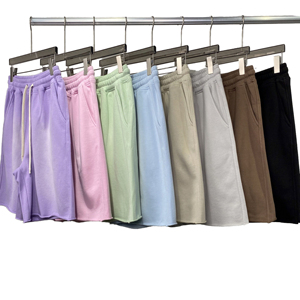 Shorts Bermuda en Coton Uni pour Homme, Taille Élastique, Décontracté, Respirant, avec Poches, Taille Moyenne, Tissu Tissé - Product Image 1