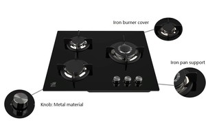 Cuisinière à gaz encastrable 3 brûleurs avec plaque de cuisson en verre trempé - Product Image 3