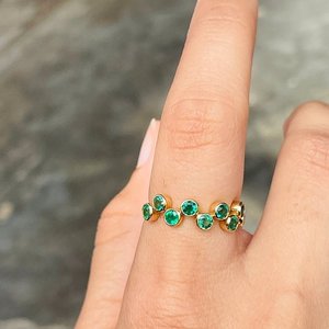 18K Gold Plated Emerald Gemstone <b>Ring</b> Fashionable <b>Resizable</b> Women's Jewelry - Product Image 4