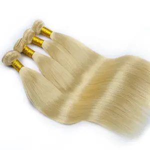 Paquets de trame de cheveux humains droits European Remy Blonde Natural 100% Extension de cheveux humains 100g peut tisser des cheveux bouclés #22 coloré