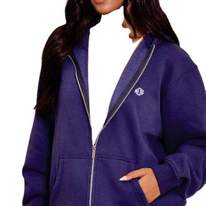 Wholesale <b>Women</b> Oversized Zip Up <b>Hoodies</b> Fleece Cotton Unisex Custom Logo <b>Women's</b> <b>Hoodies</b> Private Label Streetwear - Product Image 1
