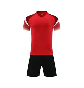 Ensemble de maillots de football pour hommes rouges, col en V, manches courtes, impression sublimée, polyester respirant, uniformes personnalisés avec nom et numéro d'équipe, OEM - Product Image 3