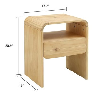 Modern Wood Nightstand With 1 Drawer And Open <b>Shelf</b> Storage Bedroom Furniture Scandinavian Design - Product Image 6