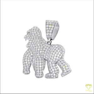จี้รูปกอริลลาประดับเพชรโมอิสซาไนต์ VVS เงินแท้ 925 สไตล์ฮิปฮอป - Product Image 5