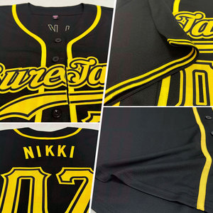 Maillot de baseball authentique noir et or pour hommes, haute qualité, uniforme brodé par sublimation - Product Image 2