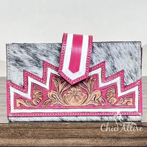 Nueva Cartera de Cuero Genuino de Vaca Hecha a Mano Estilo Western 2026 con Grabado Floral, Elegante Organizador de Tarjetas, Perfecta para Mujer - Product Image 1