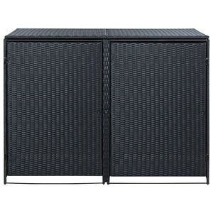 Capannone contenitore doppio ripiano in Poly Rattan in nero con dimensioni 58.3 "x 31.5" x 43.7" - Product Image 2