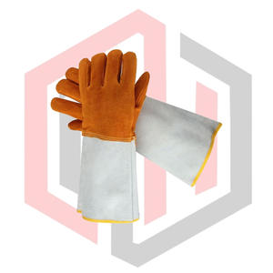 Gants de soudage en cuir fendu avec manchette de sécurité de 14 pouces, anti-vibration, conception de manchette extra longue, résistants aux coupures/perforations, gants de pompier - Product Image 4