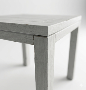 Table d'appoint carrée en teck blanc lavé, style rustique, pour extérieur, jardin, salon ou terrasse. - Product Image 2