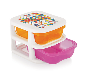 RIVER PLAST <b>Stackable</b> <b>Plastic</b> Storage <b>Drawers</b> Rectangle Double Tier PP Material for Kitchen Food Container Modern Design - Product Image 1