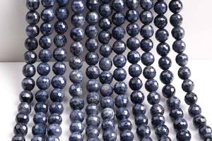 Cuentas de zafiro natural genuino, color azul profundo, microfacetadas, redondas, sueltas, para la fabricación de joyas y pulseras. - Product Image 5