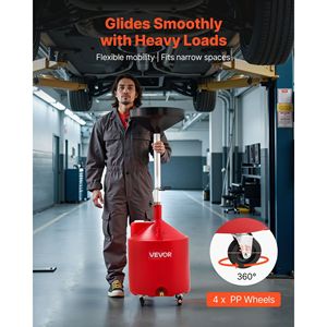 Serbatoio Portatile per Scarico Olio da 18 Galloni con Imbuto Regolabile per Riparazioni Auto e Scarico Fluidi Industriali, Ruote Incluse - Product Image 4