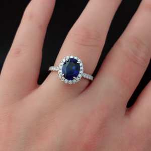 Bague en argent sterling saphir bleu étoilé pour fiançailles, promesse, mariage, anniversaire, cadeau pierre de naissance de septembre - Product Image 5