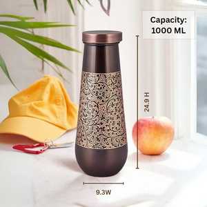 Vaso de Viaje Reutilizable Hecho a Mano, Ecológico y Hermético, de Cobre Puro de 500 ml, con Tapa, con Logotipo Personalizado, Taza de Regalo Moderna y de Lujo - Product Image 3