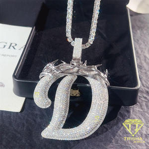 จี้เพชรแบบ Iced Out สำหรับผู้ชาย สร้อยคอจี้รูปตัวอักษร D สไตล์ฮิปฮอป เครื่องประดับหรูหรา - Product Image 1