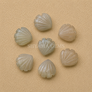 Perles de coquillage en pierre de lune grise 12 mm, perles de pierres précieuses sculptées en forme de coquillage, fournitures de fabrication de bijoux, composants de bricolage en gros - Product Image 4