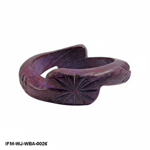 Bracelet en bois violet vintage sculpté à la main, style antique, motif étoile gravé, style bohème, épais, pour femme - Product Image 1