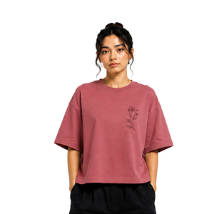 Custom Boxy Fit T Shirts for Women Heavy Cotton <b>Drop</b> Shoulder Short Sleeve Streetwear Tee OEM ODM Wholesale Clothing Manufacture - Product Image 1