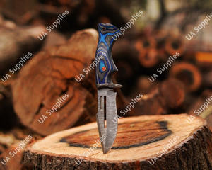 Cuchillo de Camping de Hoja Fija con Patrón Trenzado de Acero de Damasco Forjado a Mano, Madera Pakka, OEM ODM, Personalizable, Directo de Fábrica, Bajo MOQ - Product Image 4